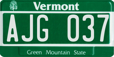 VT license plate AJG037