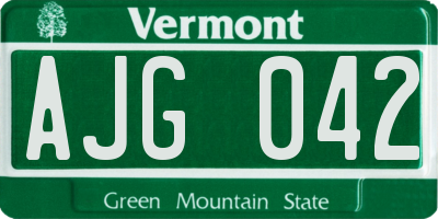 VT license plate AJG042
