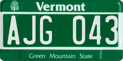 VT license plate AJG043