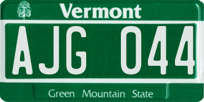 VT license plate AJG044