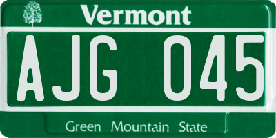 VT license plate AJG045
