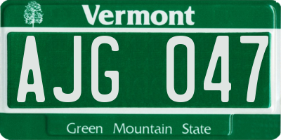 VT license plate AJG047