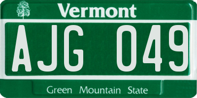 VT license plate AJG049
