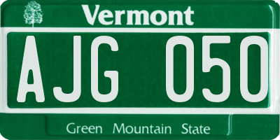 VT license plate AJG050