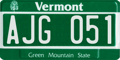 VT license plate AJG051