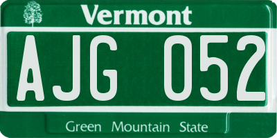 VT license plate AJG052