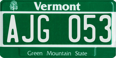 VT license plate AJG053