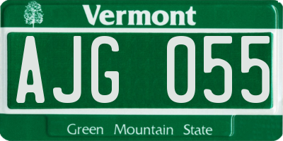 VT license plate AJG055