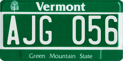VT license plate AJG056