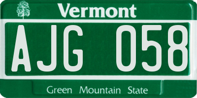 VT license plate AJG058
