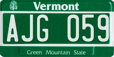 VT license plate AJG059