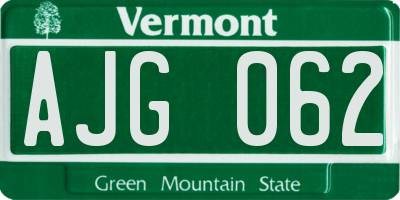 VT license plate AJG062