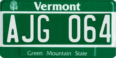 VT license plate AJG064