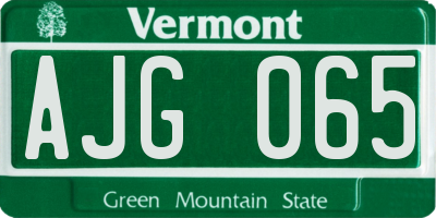 VT license plate AJG065