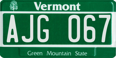 VT license plate AJG067