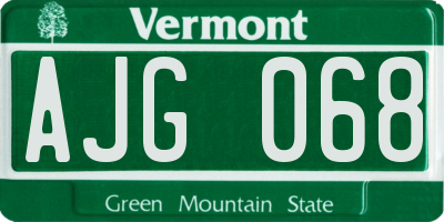 VT license plate AJG068