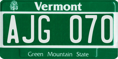 VT license plate AJG070