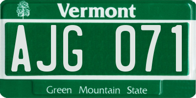 VT license plate AJG071