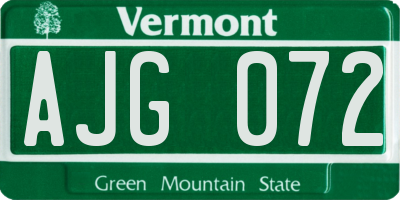 VT license plate AJG072