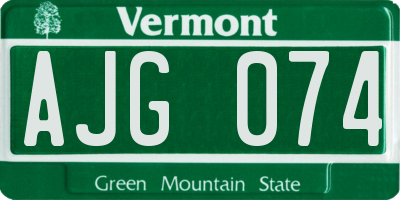 VT license plate AJG074