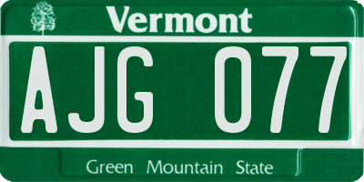 VT license plate AJG077