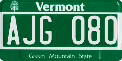VT license plate AJG080