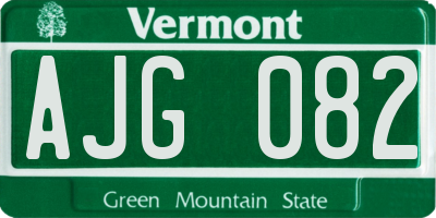 VT license plate AJG082