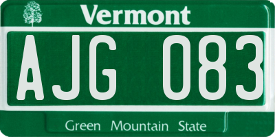 VT license plate AJG083