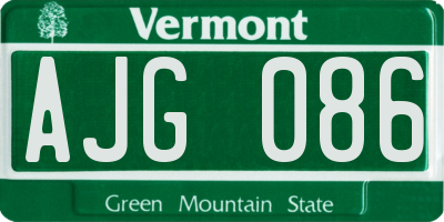 VT license plate AJG086
