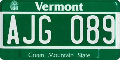 VT license plate AJG089