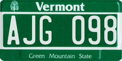 VT license plate AJG098