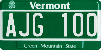 VT license plate AJG100