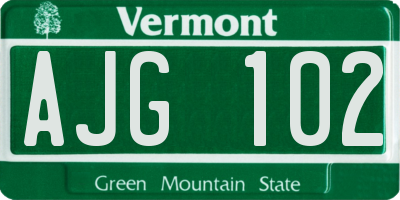 VT license plate AJG102