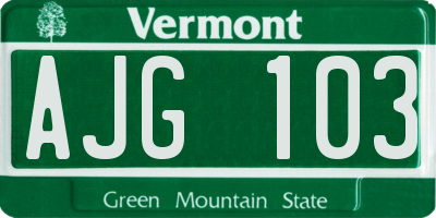 VT license plate AJG103