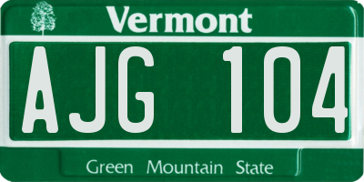 VT license plate AJG104