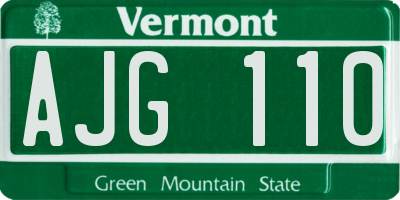 VT license plate AJG110