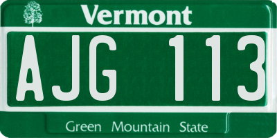 VT license plate AJG113