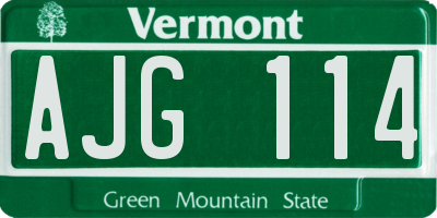 VT license plate AJG114