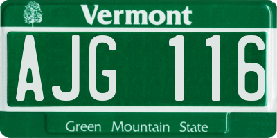 VT license plate AJG116