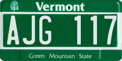 VT license plate AJG117