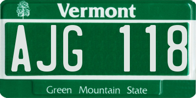 VT license plate AJG118