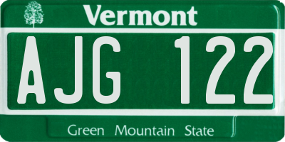 VT license plate AJG122