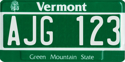 VT license plate AJG123