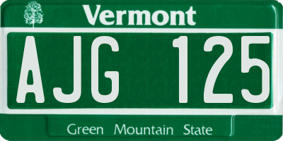 VT license plate AJG125