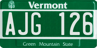 VT license plate AJG126
