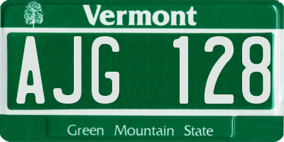 VT license plate AJG128
