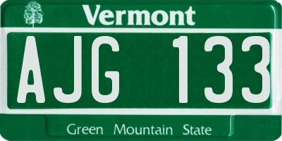 VT license plate AJG133
