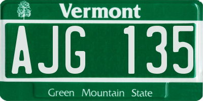 VT license plate AJG135