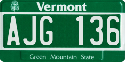 VT license plate AJG136