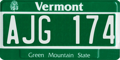 VT license plate AJG174
